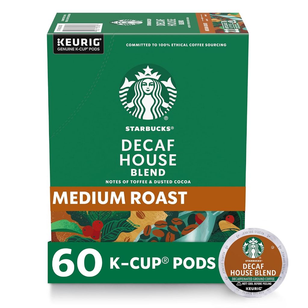 Starbucks Decaf House Blend Medium Roast Keurig K-Cup Coffee Pods, 60ct