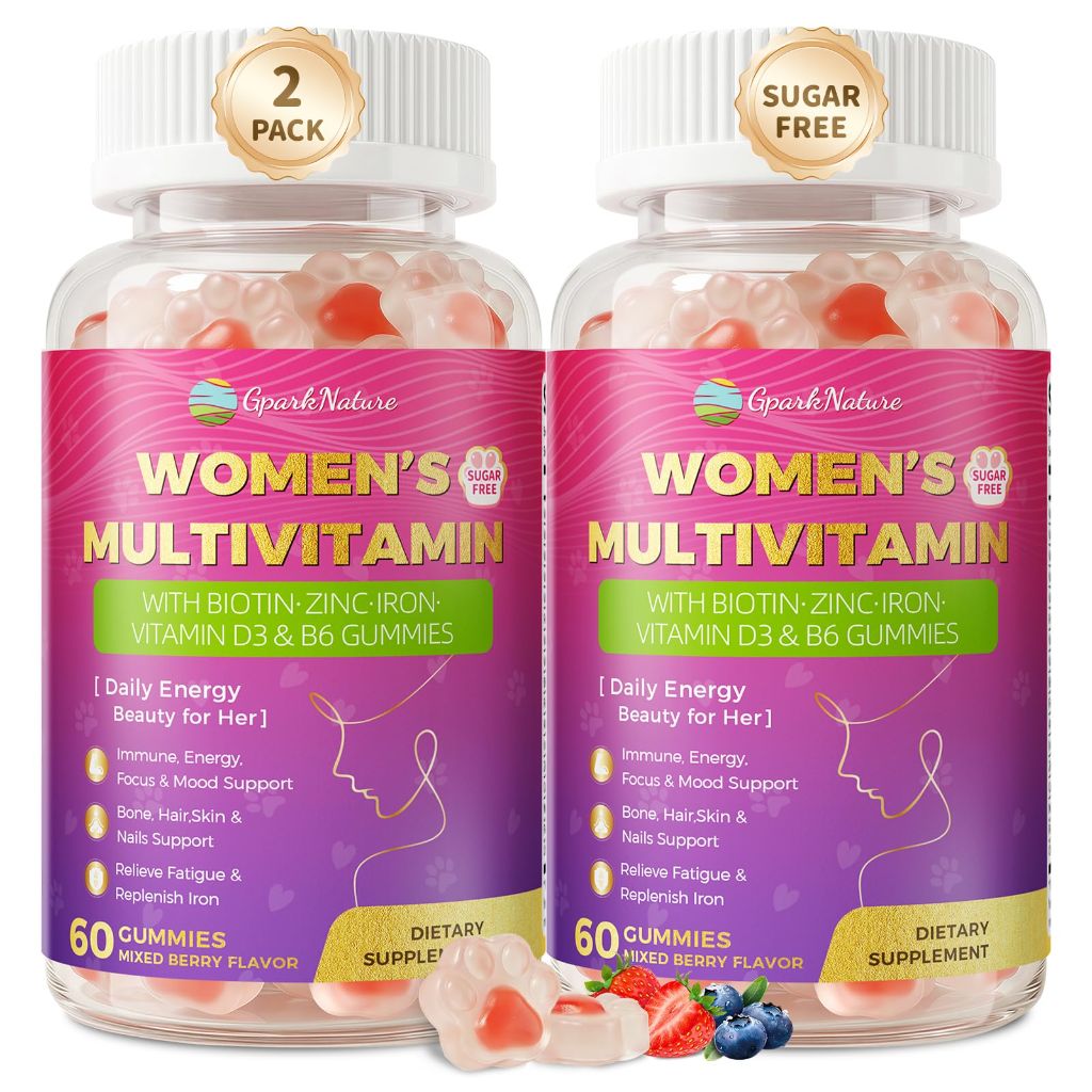 Multivitamin for Women Gummies With Iron, Magnesium, Folate, Biotin, Zinc, (120 Count-2 Pack)