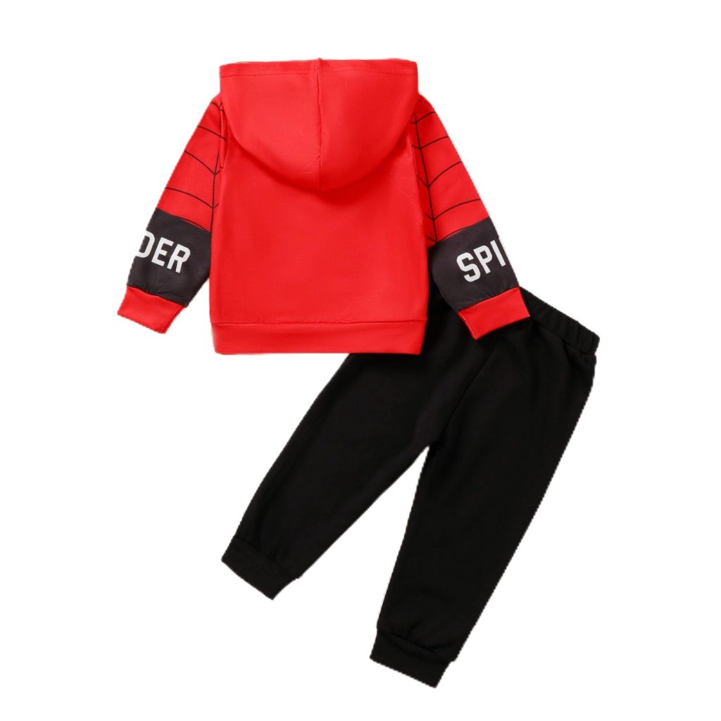 Renotemy  Fall Winter Toddler Hoodie Red ( Spider Web) Sweatsuit Boy 2 3 Year Old Boy Clothes Size 2T 3T