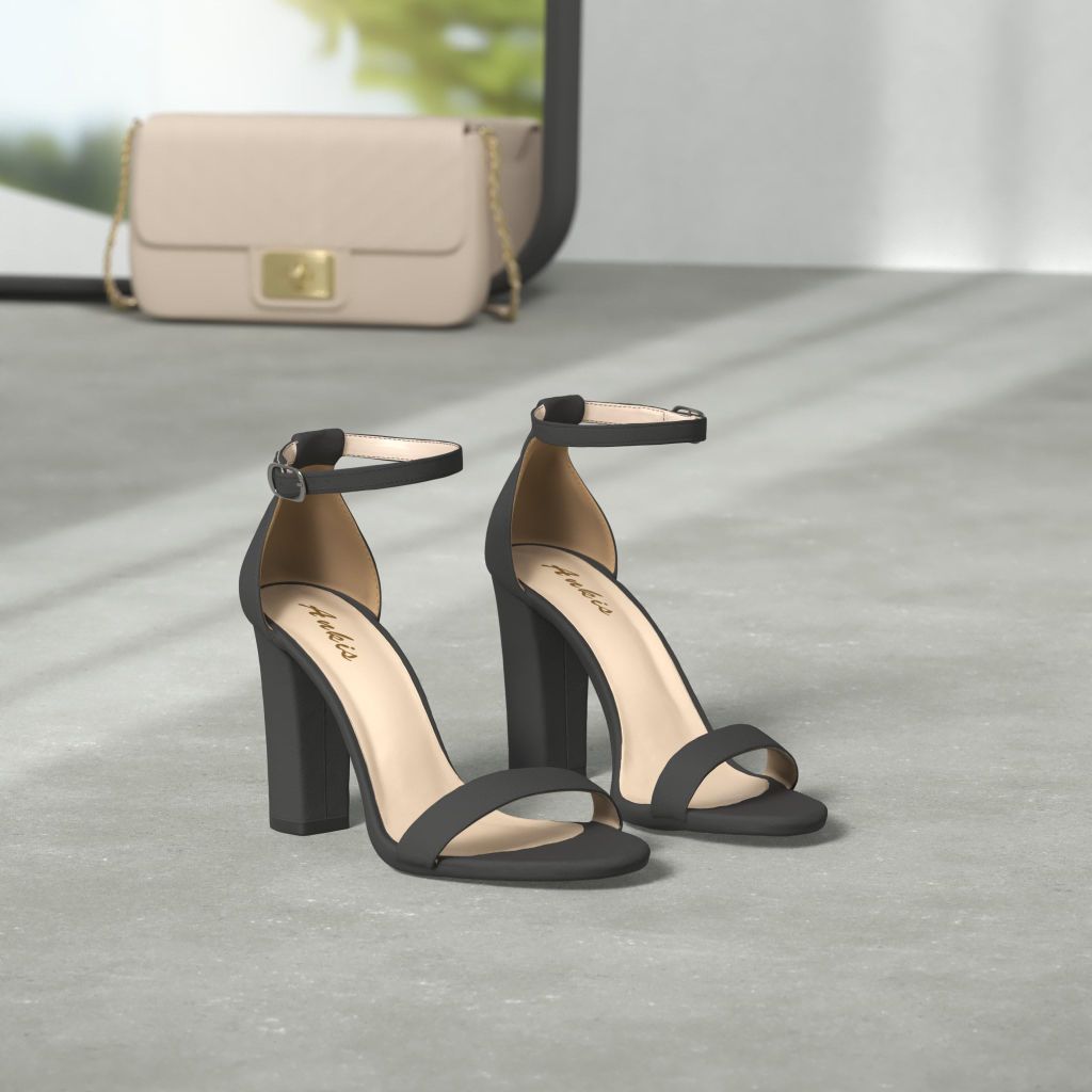 Ankis Black Heels for Women, Black - size 8