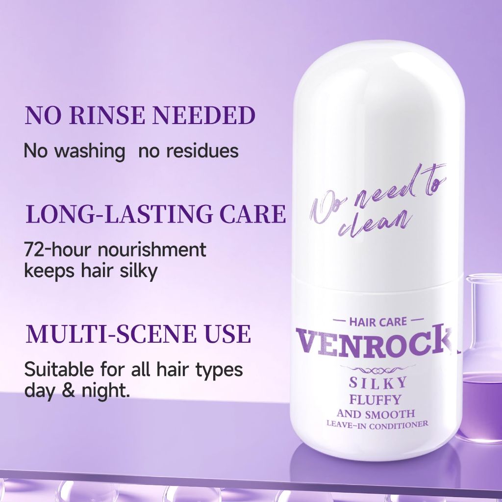 Venrock Silky Leave-in Hair Conditioner, Fluffy and Smooth, 6.76 fl oz