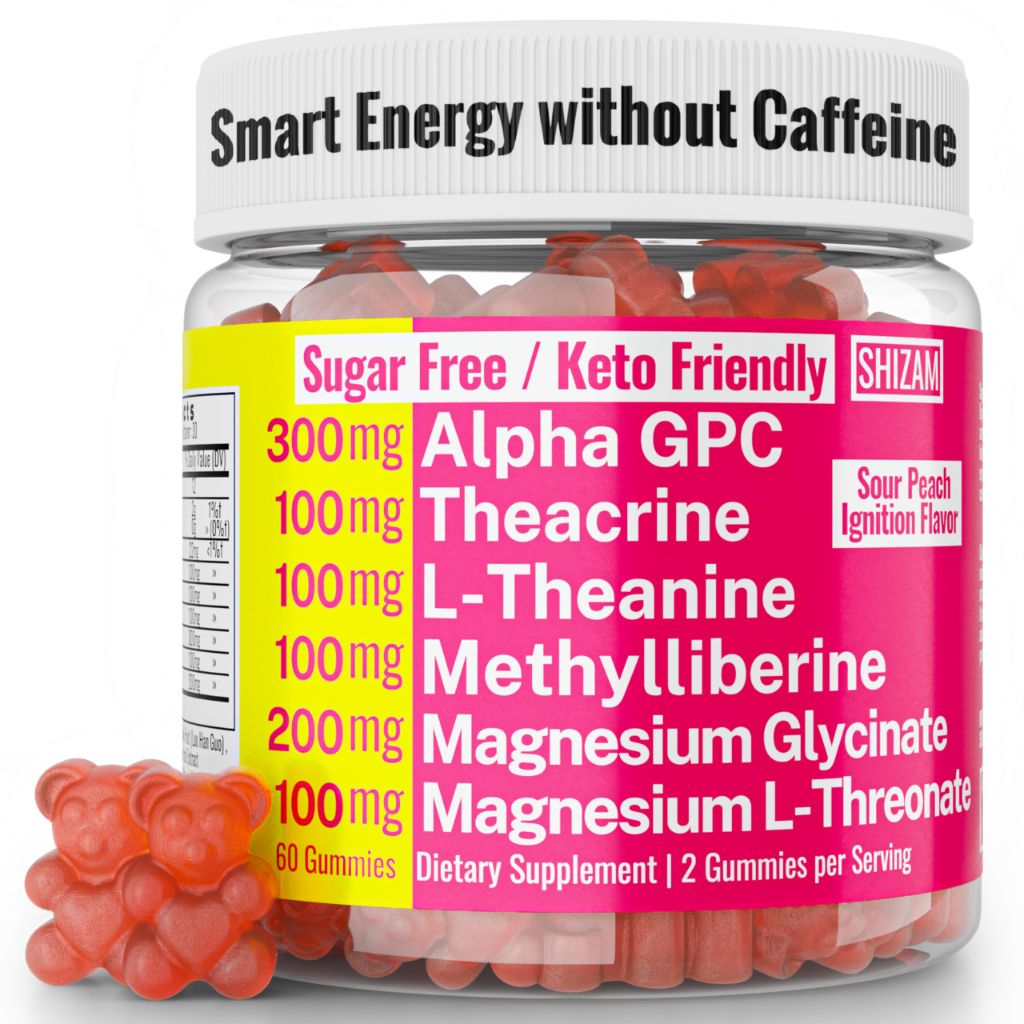 SHIZAM - Smart Energy Gummies, Sour Peach, 60 Gummies