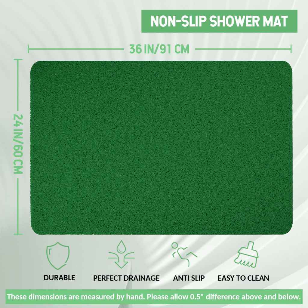 Hargiis Non-Slip Bathtub Mat, Anti Slip Shower Mat, Fast Drying, (Dark Green 36"×24")