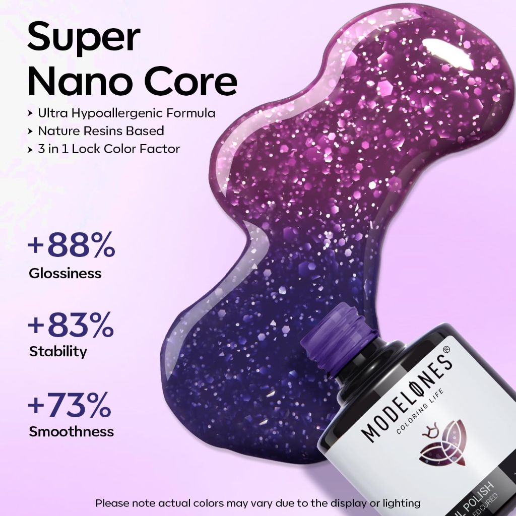 modelones Glitter Soak-Off UV Gel Polish - Midnight Blue Purple, #0659