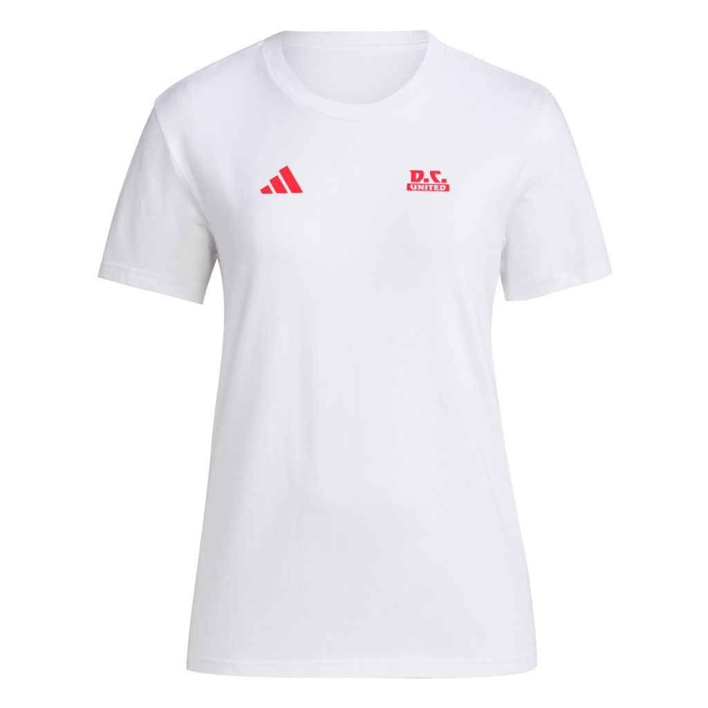 Adidas Womens D.C. United Pre-Game Short Sleeve Soccer T-Shirt,White/D.C. United,XX-Large