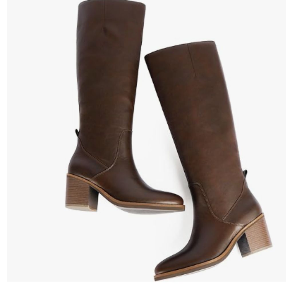 Knee High Boots Women Chunky Heel Rounded Toe Tall Boots