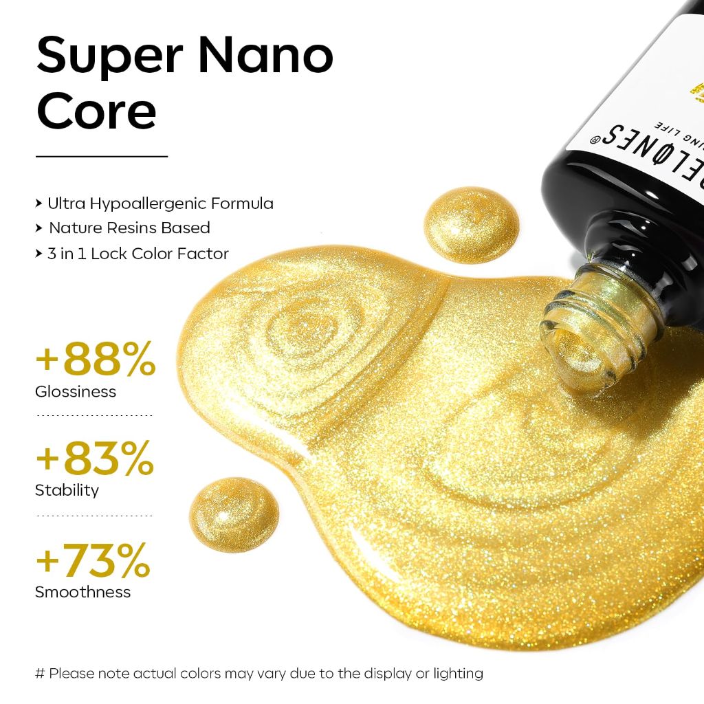 modelones Glitter Soak-Off UV Gel Polish - Golden Glint, #2571