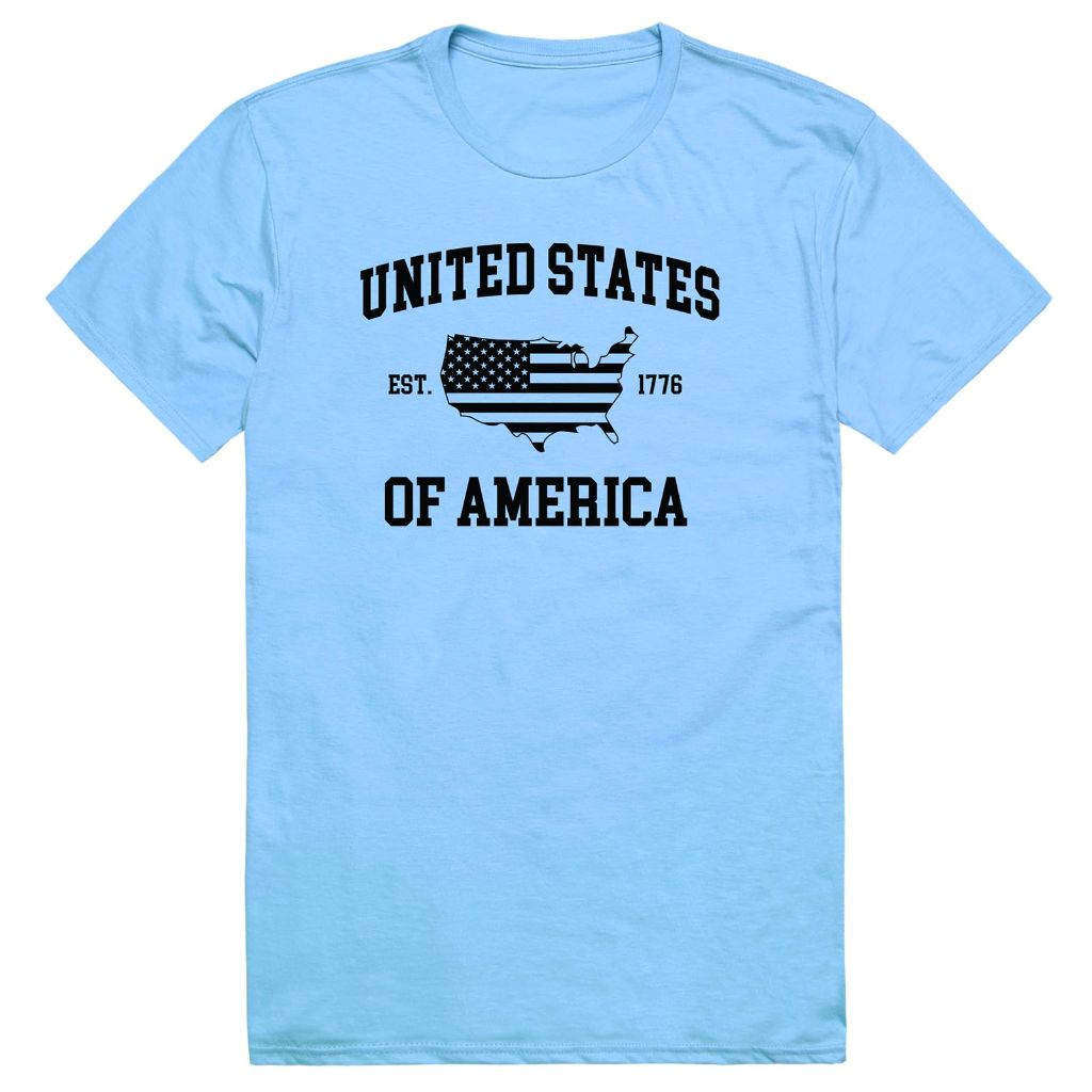 America Basic Tee United States of Ameri, Sky Blue L