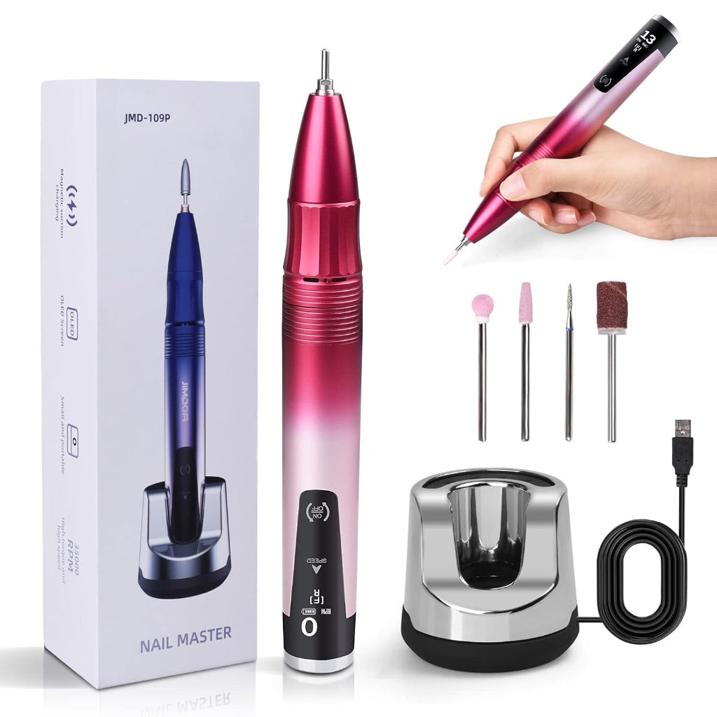 Nail Drill, Rechargeable 35000 RPM Electric Nail File, Cordless Nail Drill, Portable Nail Drills for Acrylic Nails Professional, Valentines Day Womens Gifts Nail Supplies for Salon Use or Home DIY