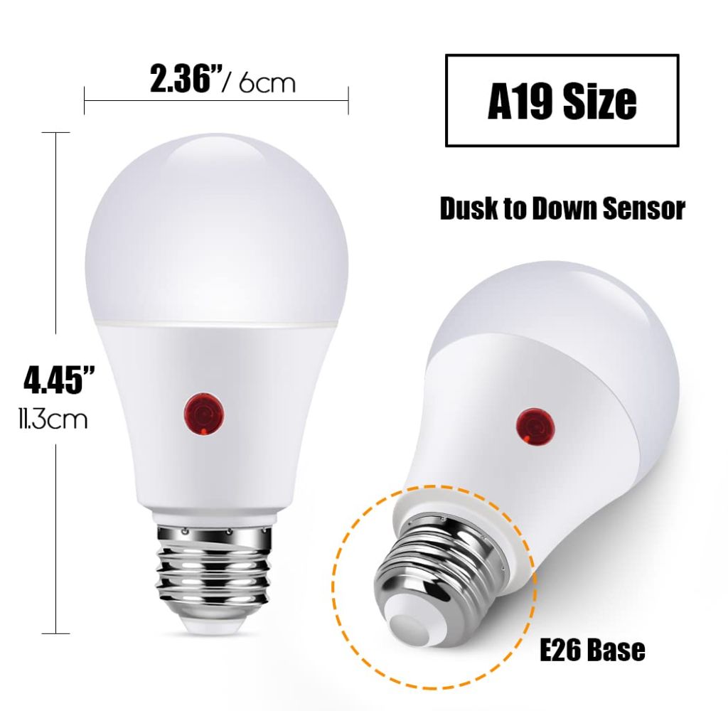 Emotionlite Sensor Light Bulbs Outdoor, Neutral White LED Bulbs, 60 Watt Equivalent