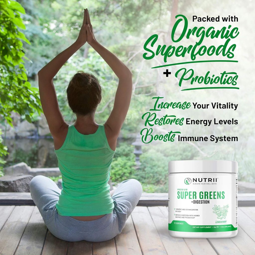 Organic Green Immunity Superfood Powder, Soothes Digestion, Boosts Vitality and Energy - Lemon Mint, 30svgs.