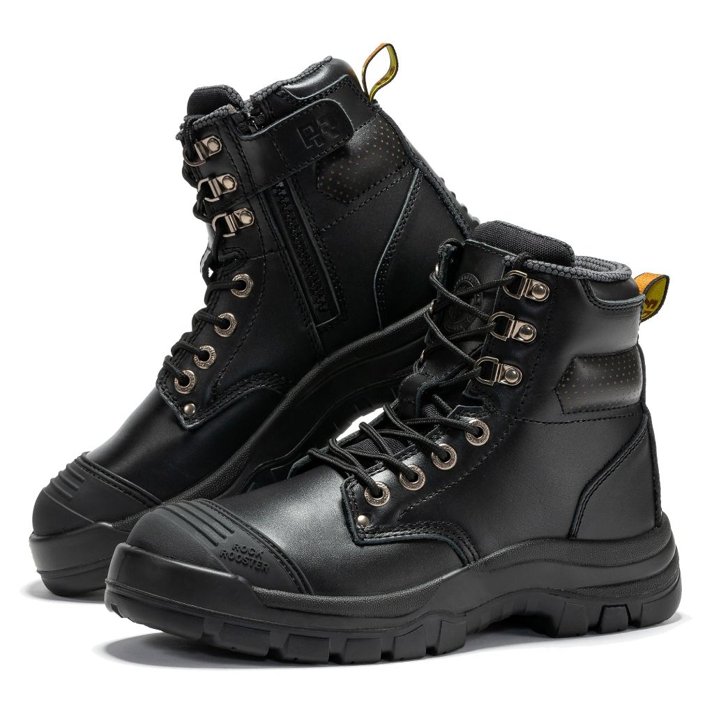 ROCKROOSTER Steel Toe Work Boots for Men, Black - size 14