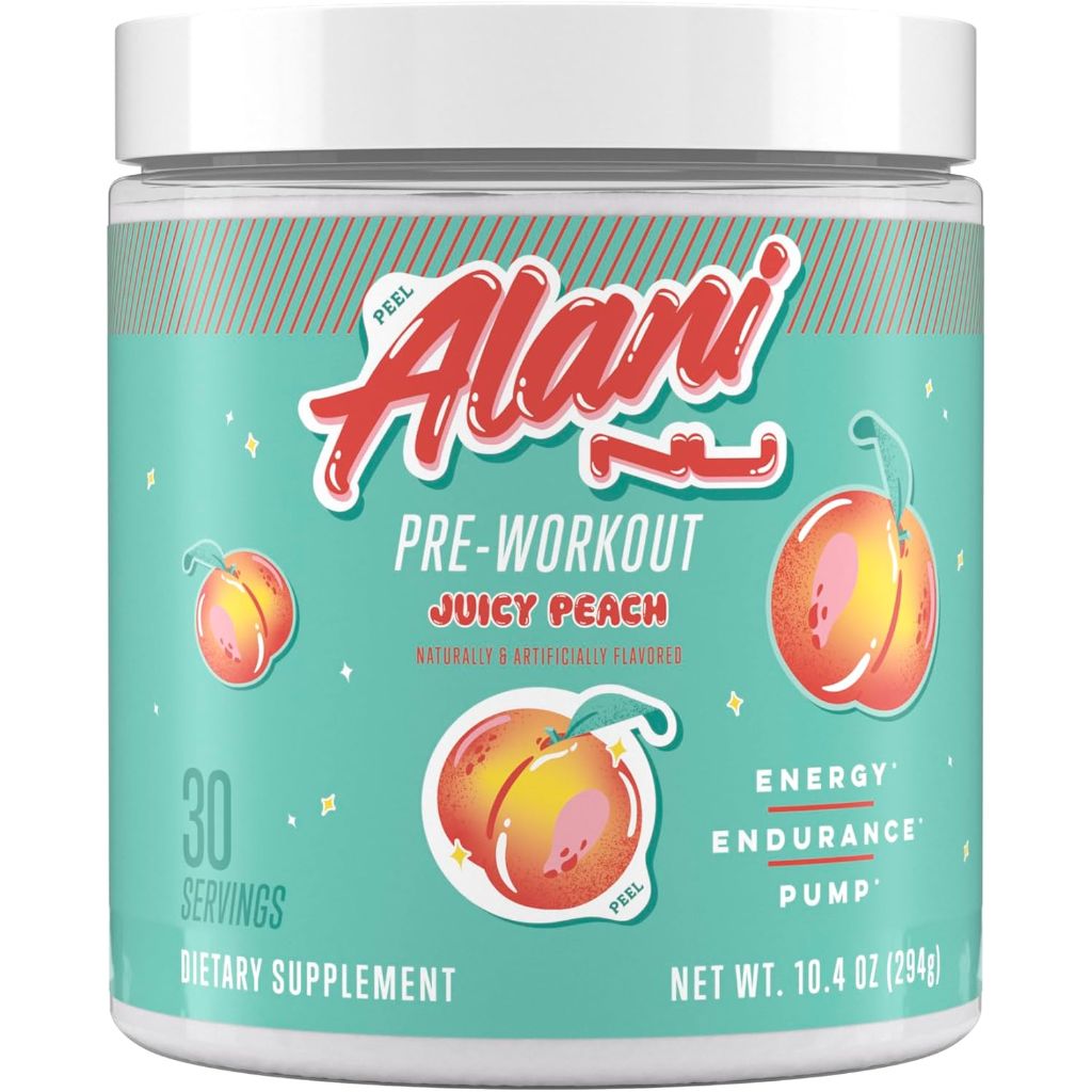 Alani Nu Amino Energy Boost Pre-Workout Powder - Juicy Peach, 30 Servings