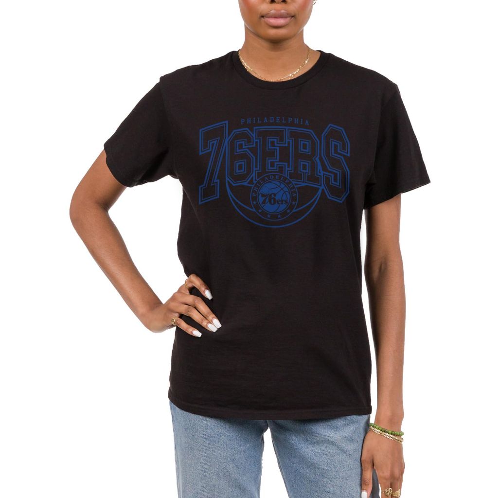 Philadelphia 76Ers NBA Monochromatic Logo Arch - Adult Short Sleeve Fan T-Shirt, Large