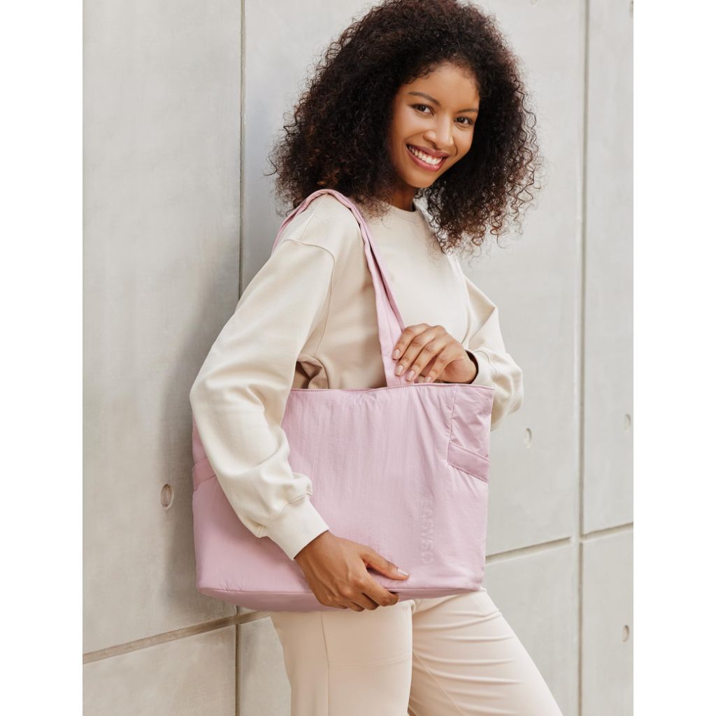 EASYSO Tote Bag for Women, Puffer Travel Tote Bags with Zipper, Pink