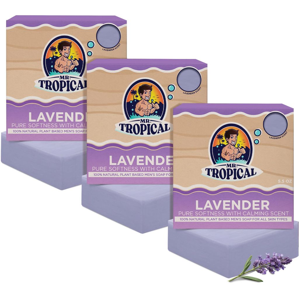 Mr. Tropical Lavender Natural Scent Handmade Soap Bar - 5.5 Ounce - Pack of 3
