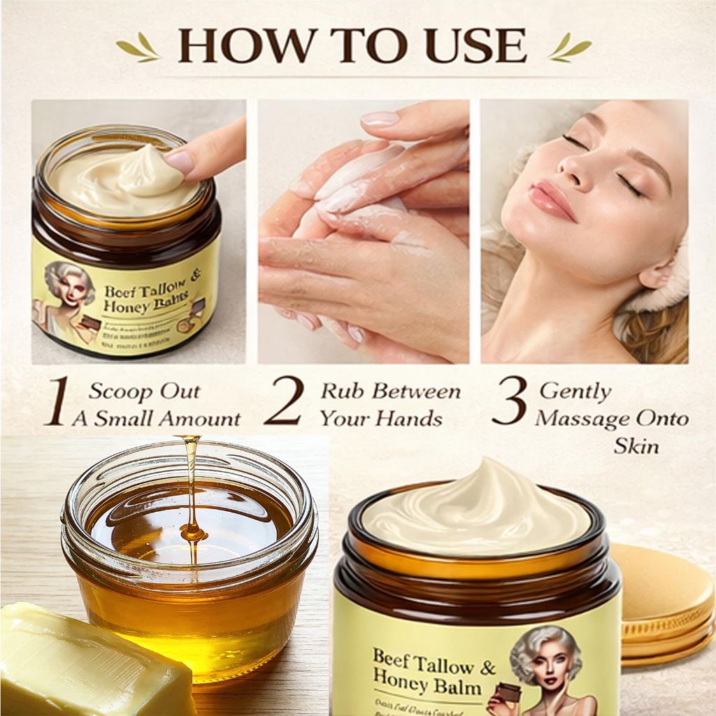 Terquenix Beef Tallow for Skin, Beef Tallow for Face, Upgraded Tallow and Honey Balm, Tallow Face Moisturizer,  2.12oz