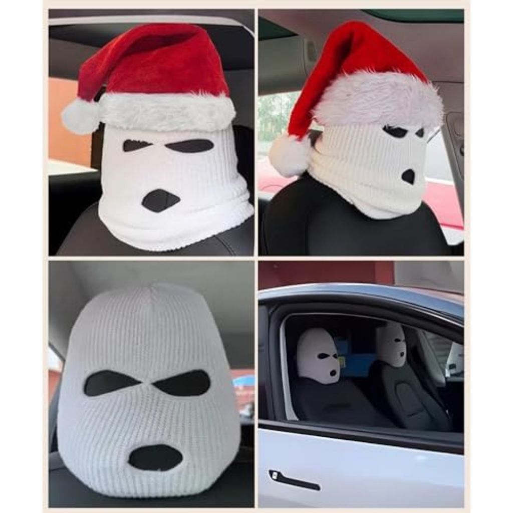 2PCS Headrest Covers for Cars,Car Accessories Personalized Funny Hat for Car Headrest Cover,Car Decoration Interior Universal Headrest Protector Cover for Most Cars,Trucks,SUVs (White)