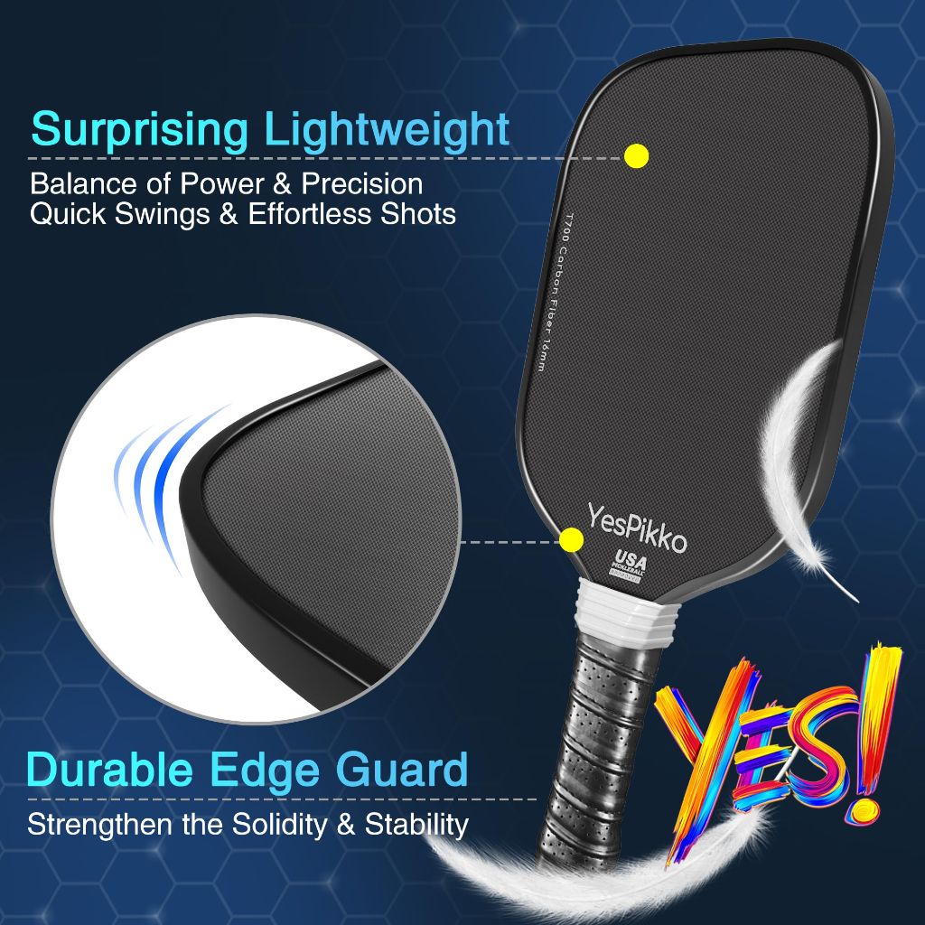 Pro Pickleball Paddle, T700 Carbon Fiber Surface