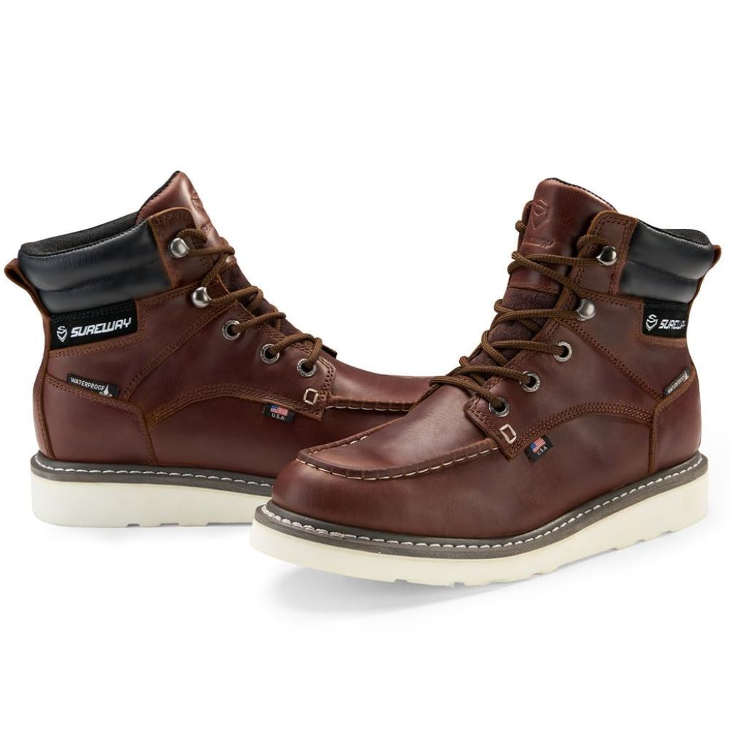 Sureway Men's 6" Soft Toe Waterproof Work Boot - Red Wine, Size 10.5