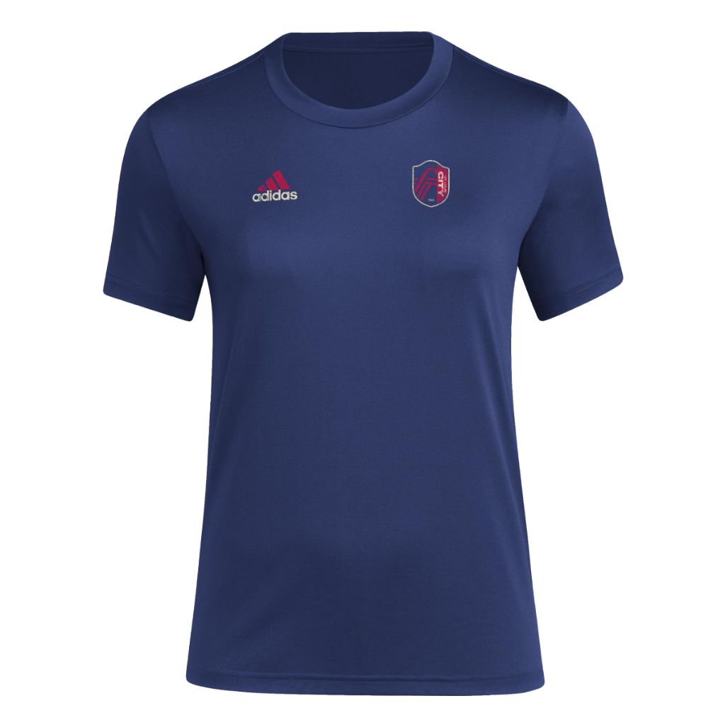 adidas Women's Local Stoic Short Sleeve Pre-Game T-Shirt - St. Louis City SC, Navy Blue (XXL)