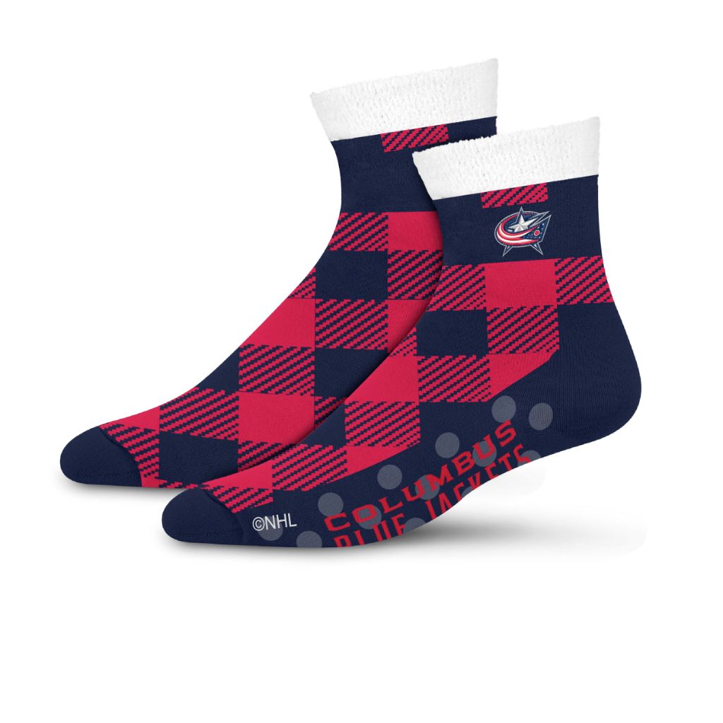 SZ OSFM For Bare Feet NHL COLUMBUS BLUE JACKETS Cozy Buff Plush Cabin Sock Team Color