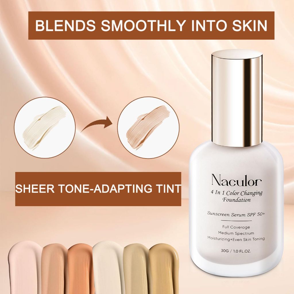 Tinted Foundation with SPF 50 – Lightweight Color-Adapting Liquid Foundation