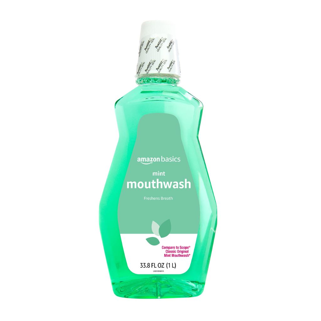 Amazon Basics Fresh Breath Mouthwash for Bad Breath, Refreshing Mint | 33.8 fl oz
