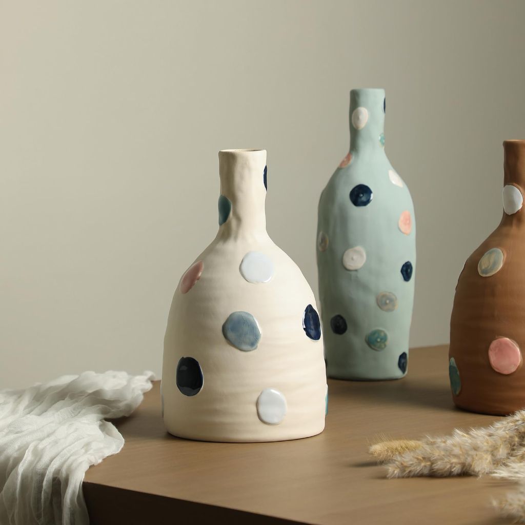 Ceramic Vase, Gifts for Mother Women, W 5.9" X H 11" Flower Vase for Pampas Grass, Living Room, Home, Dining Table, Farmhouse, Office Decor, Table, Bedroom, Kitchen Shelf and Wedding for Home Decor