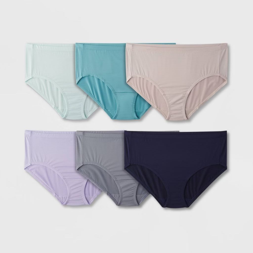 Fruit of the Loom Fit for Me Women's Plus Size Breathable Cooling Stripes Brief Underwear - Size 1X (6 Pairs)