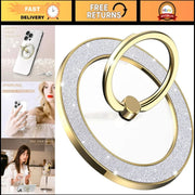 Fashionable Magnetic Phone Ring Holder for MagSafe, Glitter Magnet Finger Ring Grip Stand, Gold