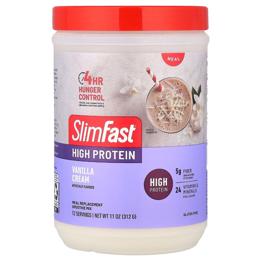 SlimFast Advanced Nutrition High Protein Meal Replacement Smoothie Mix, Vanilla Cream, 12 Servings