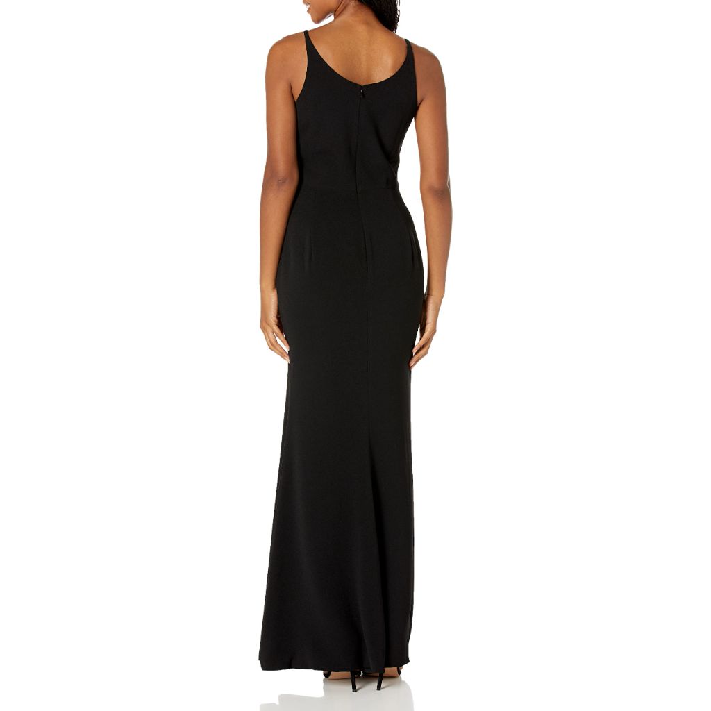Dress the Population Iris Crepe Side Slit Gown, Black, XXL