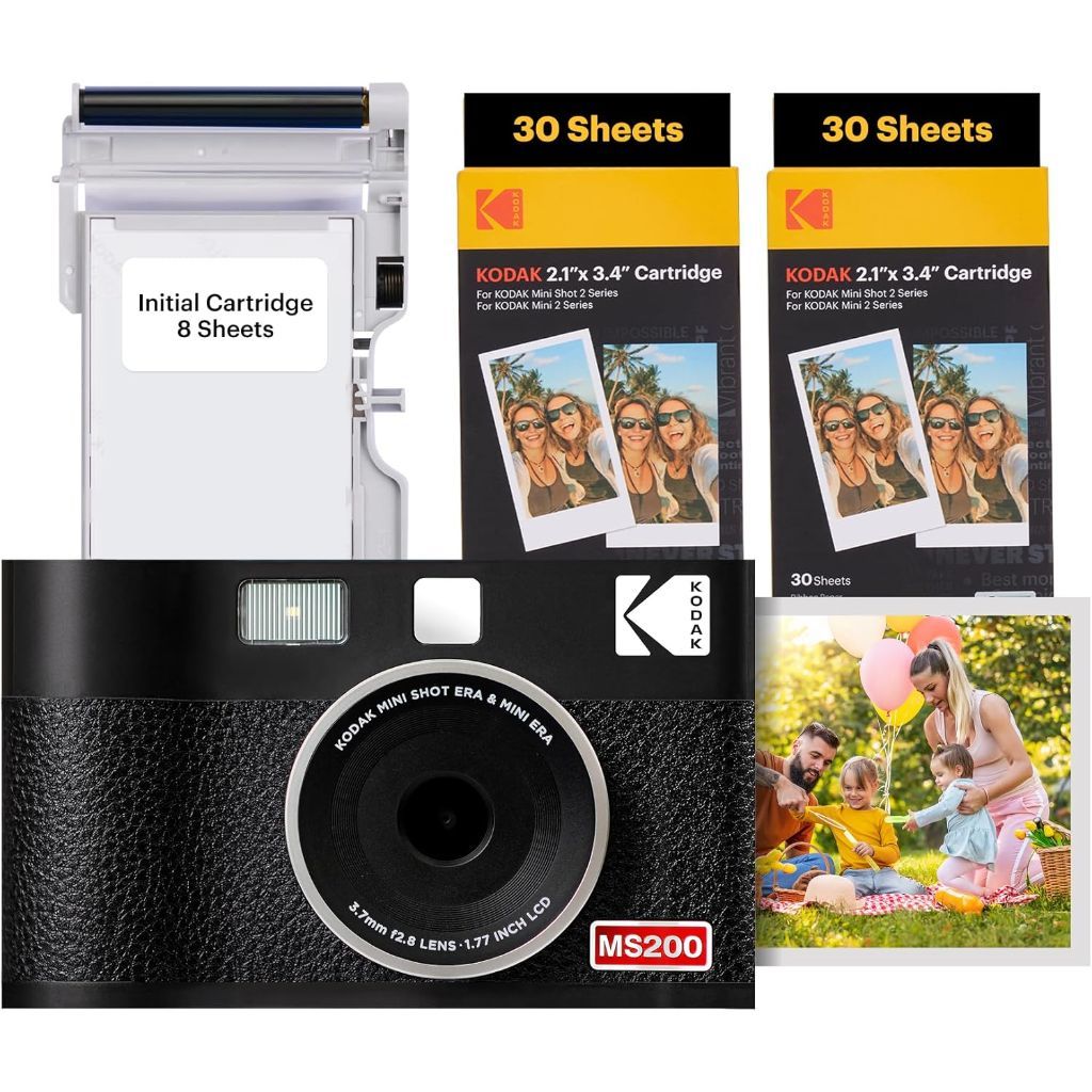 Kodak Mini Shot 2 Era Cartridge Bundle - MS200 (2in.) Black 2.1x3.4 + 60sheets