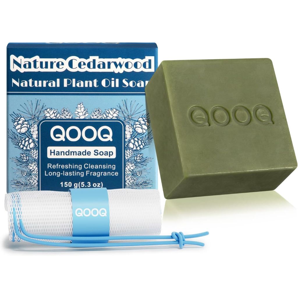 QOOQ Nature Cedarwood Natural Plant Oil Soap for Men, Handmade - 5.3oz