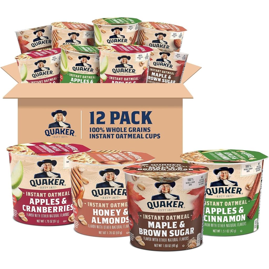 Quaker Instant Oatmeal Express Cups, 4 Flavor Variety Pack, 1.76 Ounce (Pack of 12)