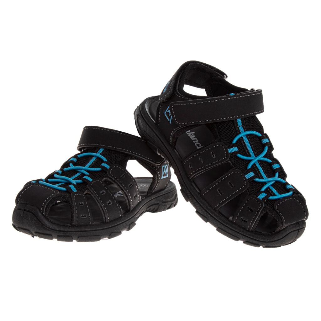 Avalanche Kids Close Toe Sandal with Strap Closure, Black/Blue - Size 11