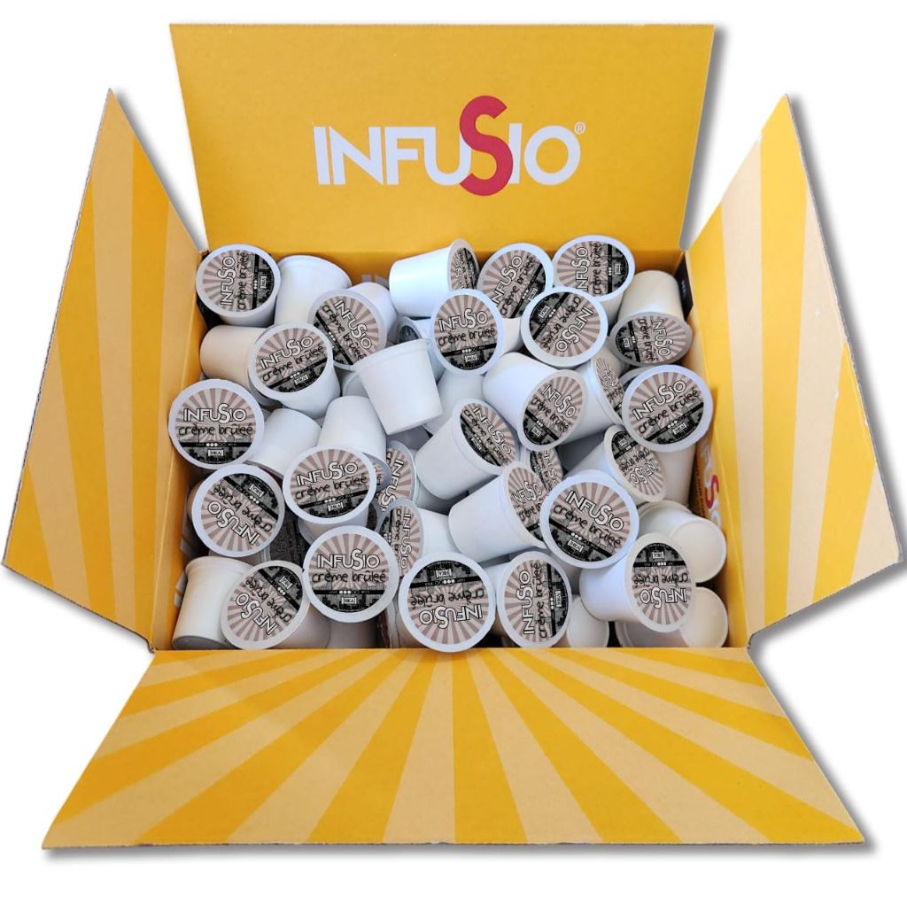 InfuSio Coffee Pods 96 Count Crème Brulee Medium Roast Single Serve Coffee Pods for Keurig K Cups Brewers - InfuSio Premium Roasted Keurig 2.0 Compatible