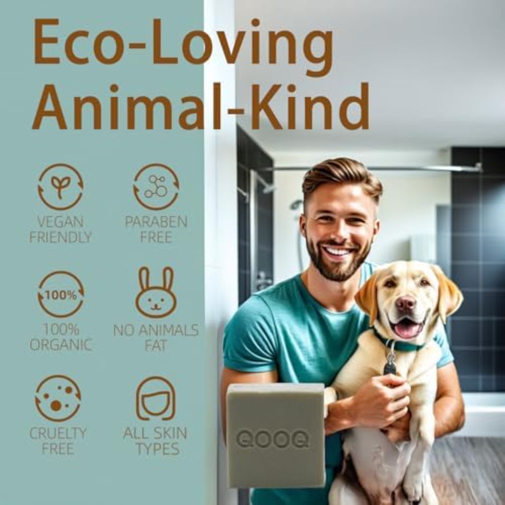 QOOQ Nature Cedarwood Natural Plant Oil Soap for Men, Handmade - 5.3oz