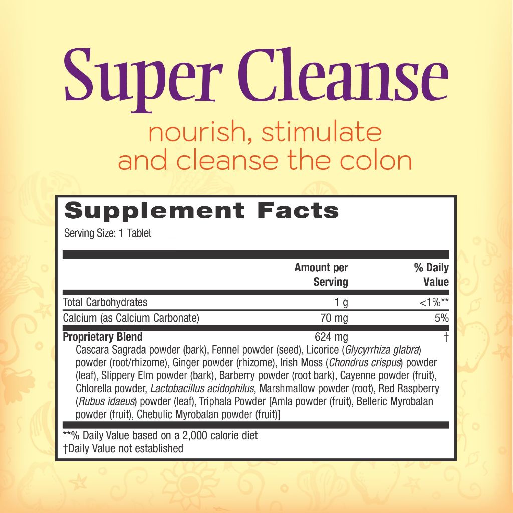 Nature’s Secret Super Cleanse - Extra Strength Colon Cleanse with 14 Herbs & Probiotic Support - 100 Tablets (1 Pack)
