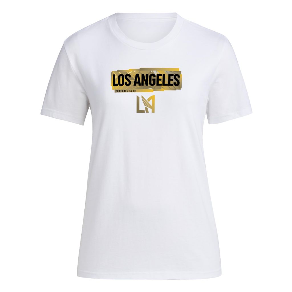 Adidas Women's Los Angeles FC Local Pop Short Sleeve T-shirt, White, Medium Tall