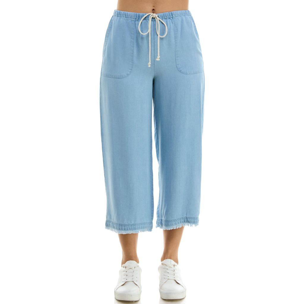 Zac & Rachel Women's Tencel Capri Length Pant, Light Wash, M