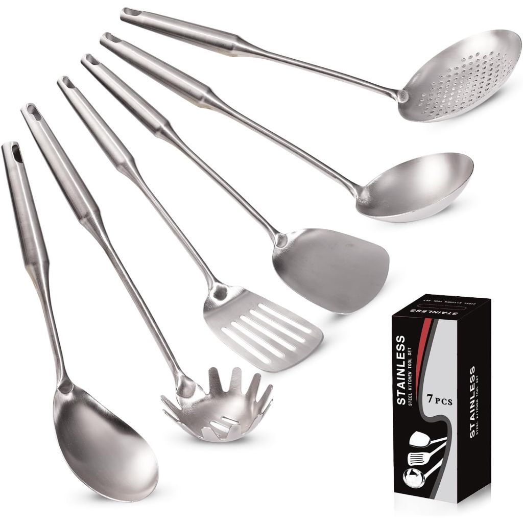 6Pcs Stainless Steel Kitchen Utensils Set Includes Utensil Holder / 6Pcs