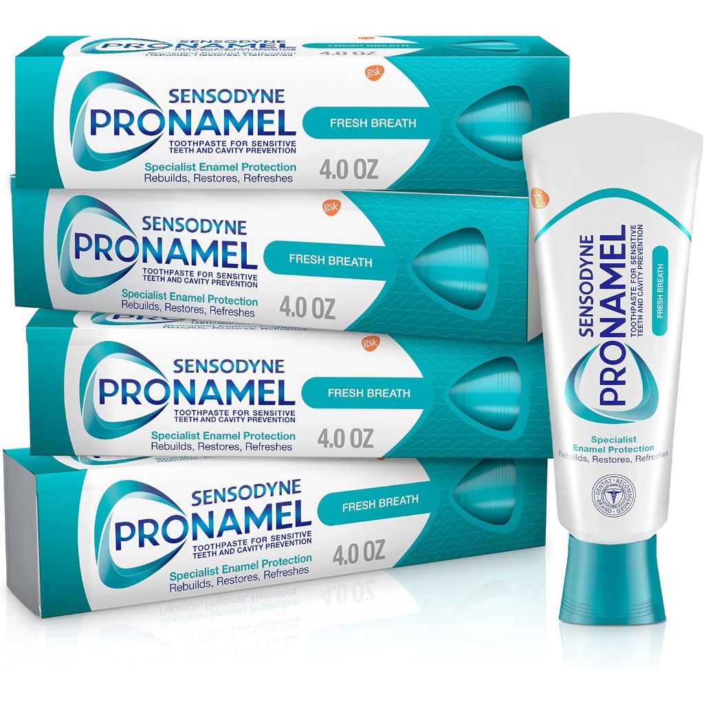 Sensodyne Pronamel Fresh Breath Enamel Toothpaste for Sensitive Teeth and Cavity Protection, Fresh Wave - 4 oz (4 Pack)