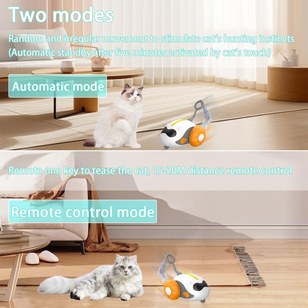 Oiuyamn Interactive Cat Toys, Upgraded Rechargeable Joystick Remote Control Smart