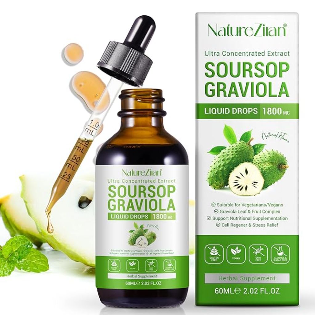 Soursop bitters liquid - Soursop Graviola Liquid Drops - Soursop Leaves Extract - Natural Antioxidant - Cell Support & Regeneration - Immune Boost - Relax - Liver and Sleep (1)