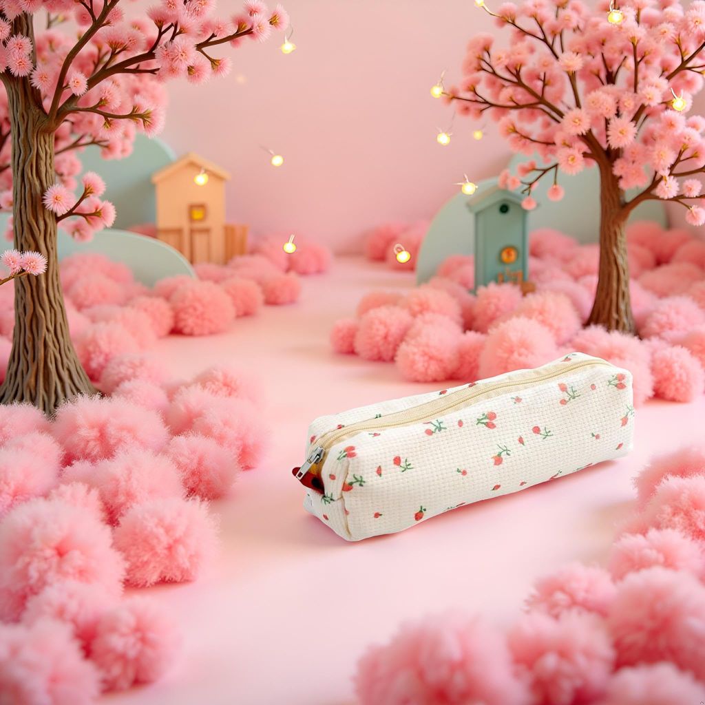 Qintreesify Pink Floral Style Pencil Bag