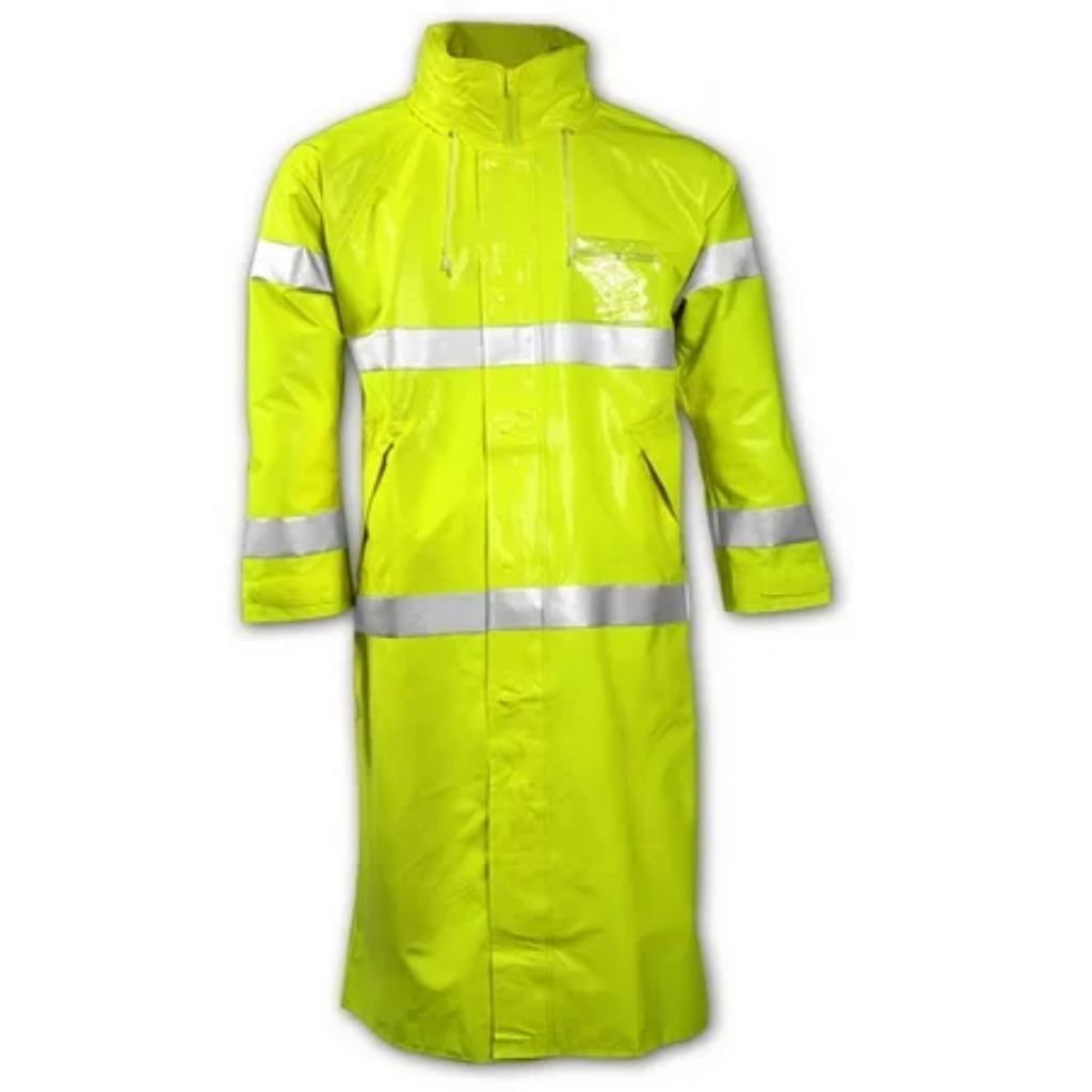 Tingley Flame Resistant Rain Coat  PVC  Class 3 R  Green/Yellow  S C53122