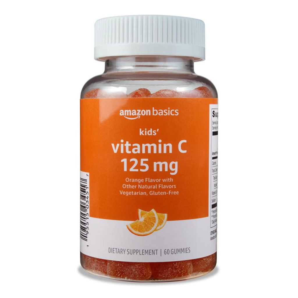Amazon Basics Kids' Vitamin C 125mg Gummies, Orange, 60 Count, Immune Health, 2 Month Supply (Previously Solimo)