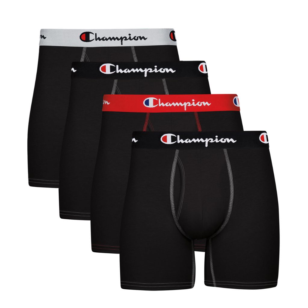 Champion Men's Total Support Pouch Boxer Briefs - Black, Medium (4 Pair)